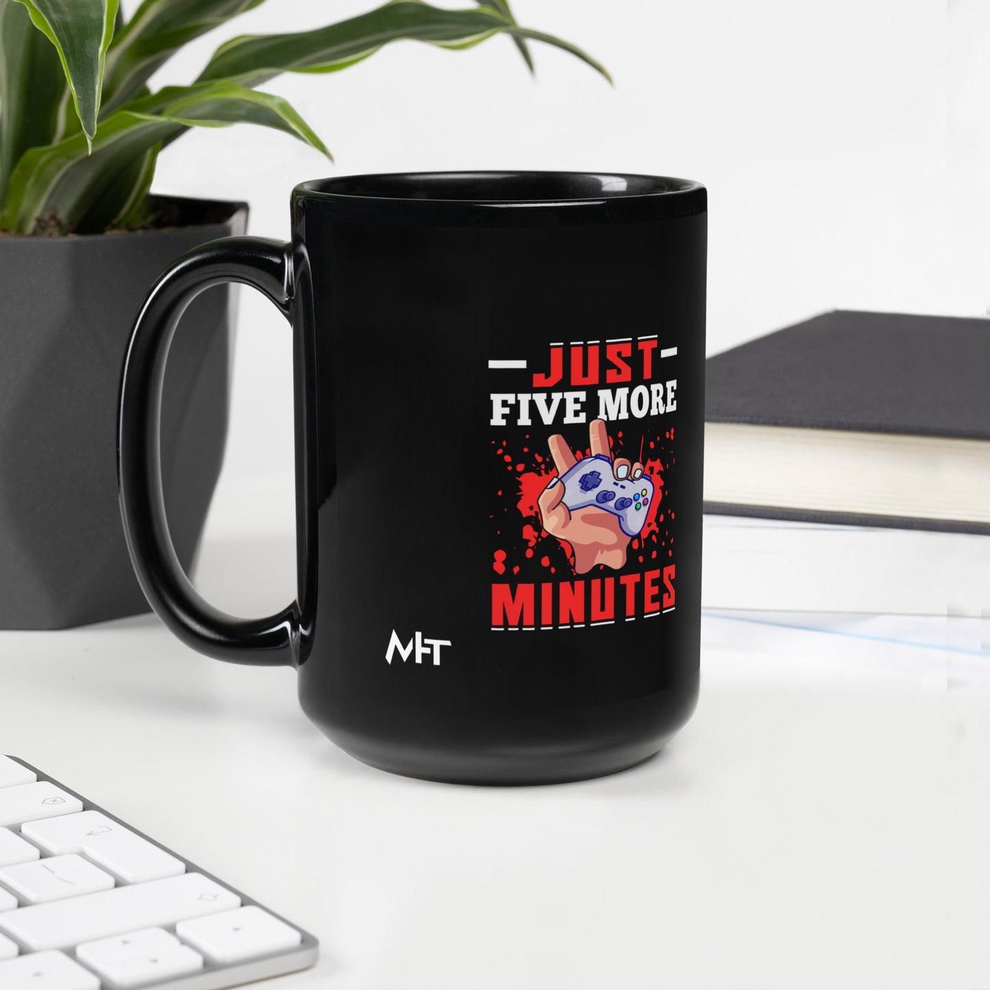 Just 5 more Minutes Rima - Black Glossy Mug by DarkByteGear