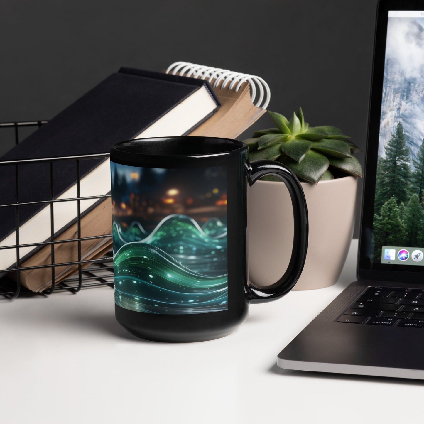 Neon AI V1 - Black Glossy Mug by DarkByteGear