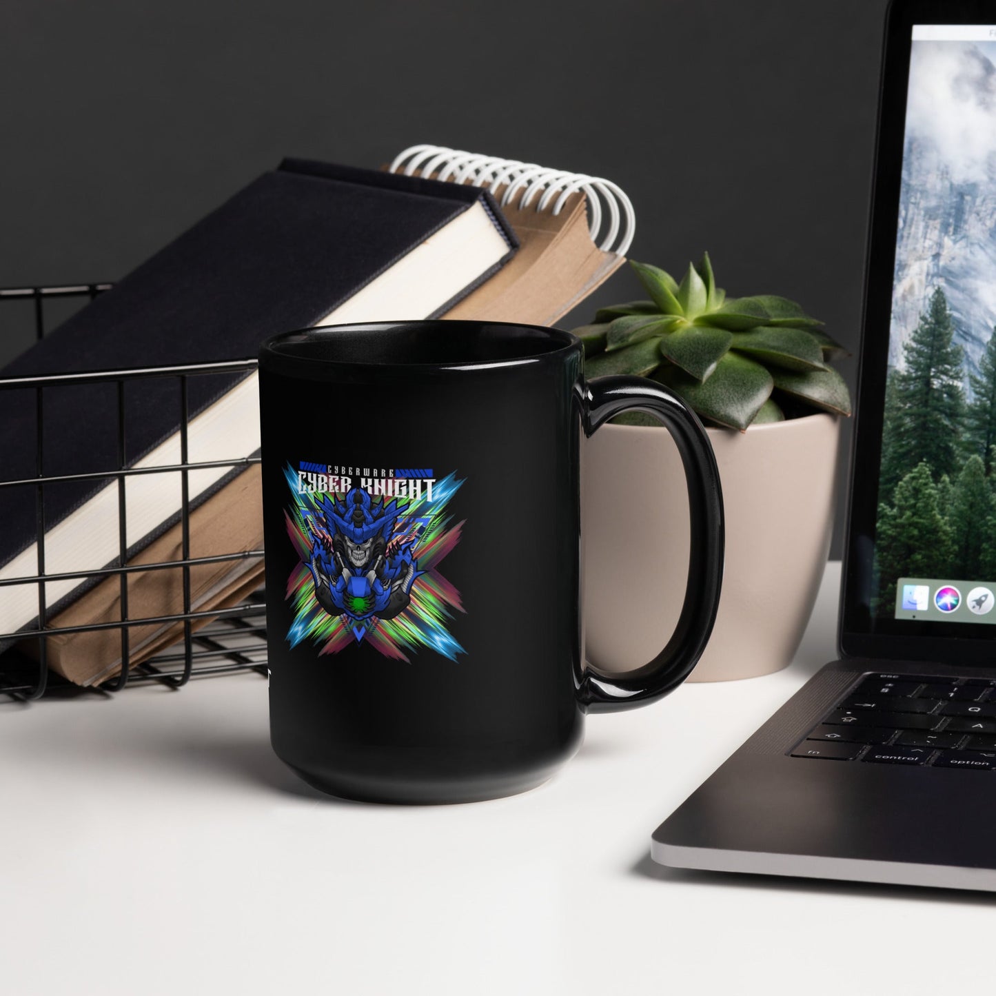 Cyberware Cyber Knight v2 - Black Glossy Mug by DarkByteGear
