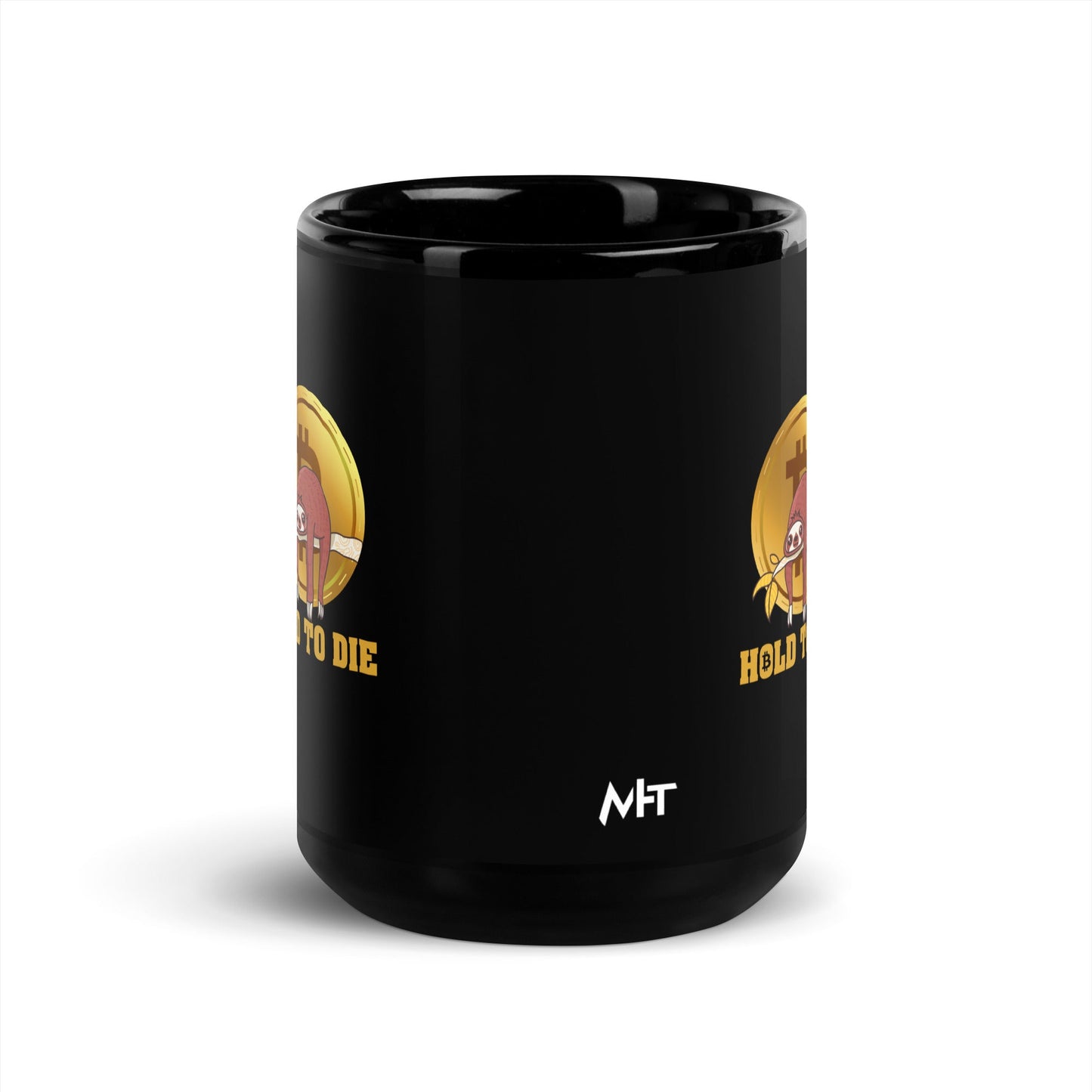 Bitcoin: Hold to Die - Black Glossy Mug by DarkByteGear