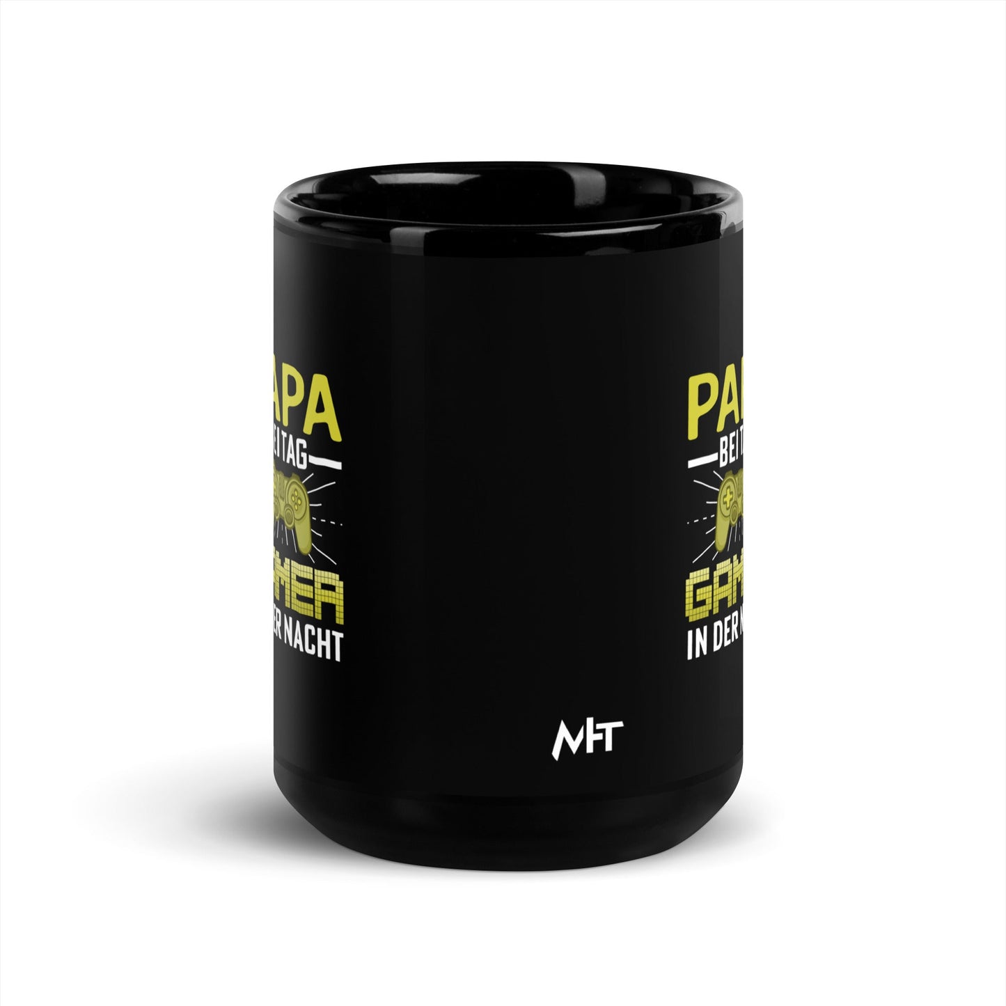 Papa Bei Tag Gamer in Der Nacht - Black Glossy Mug by DarkByteGear