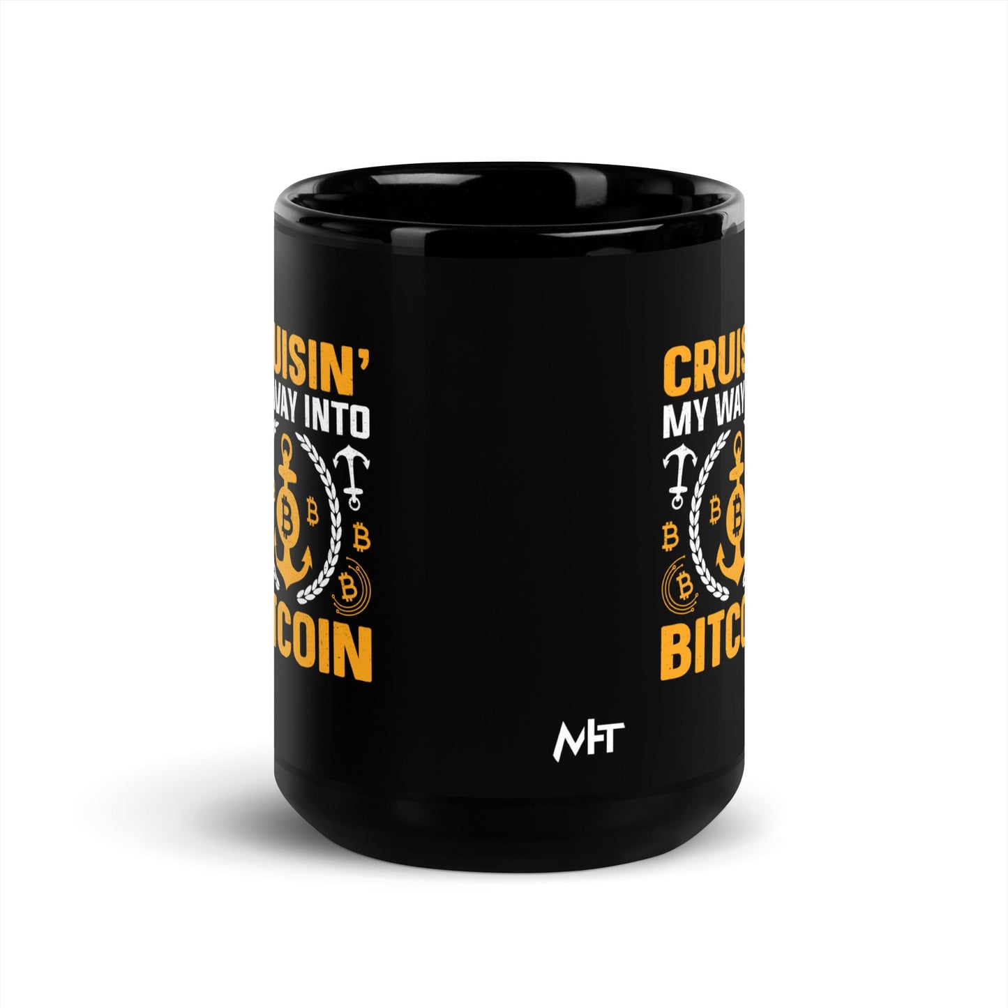 Cruising My Way into Bitcoin - Black Glossy Mug by DarkByteGear