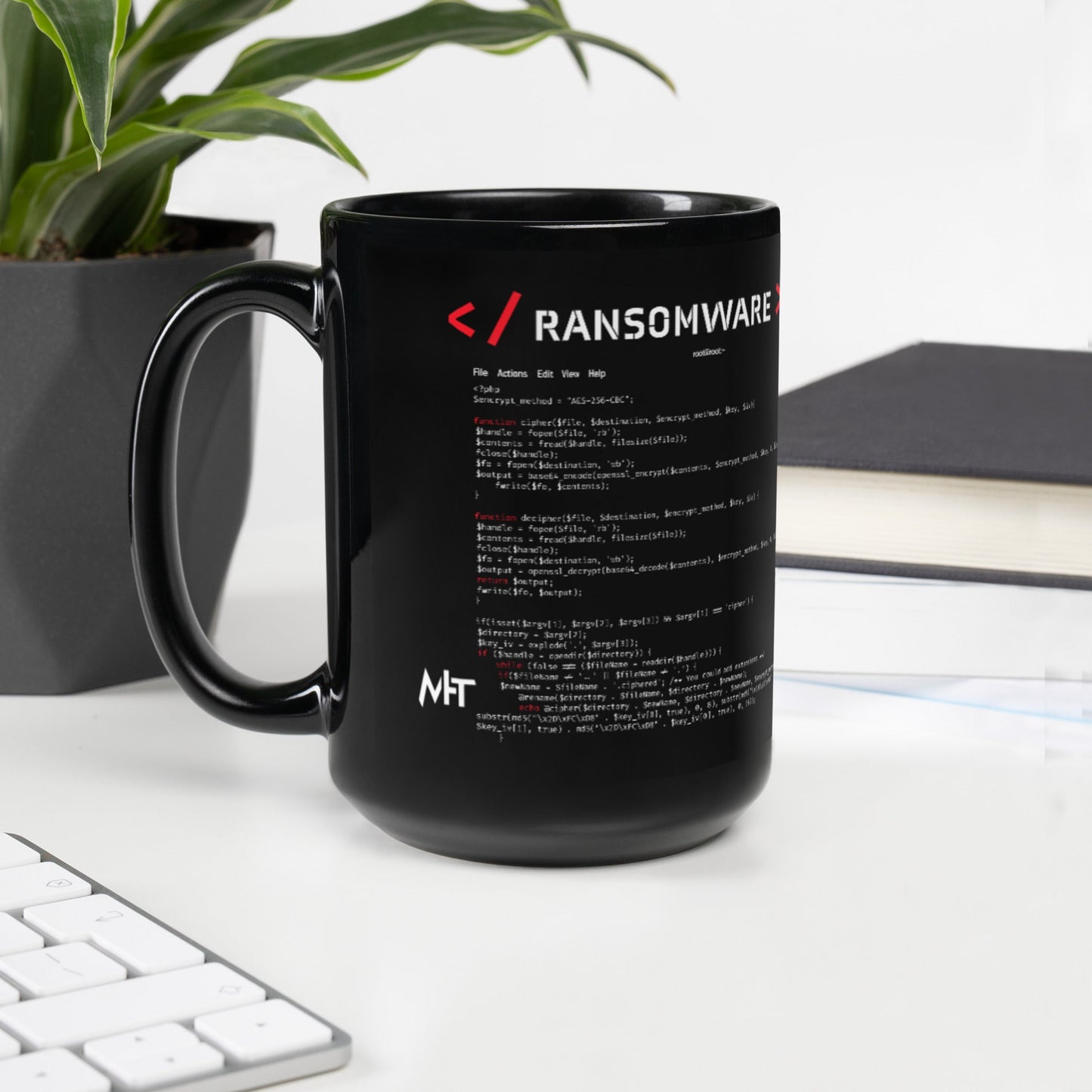 Ransomware v1 - Black Glossy Mug by DarkByteGear