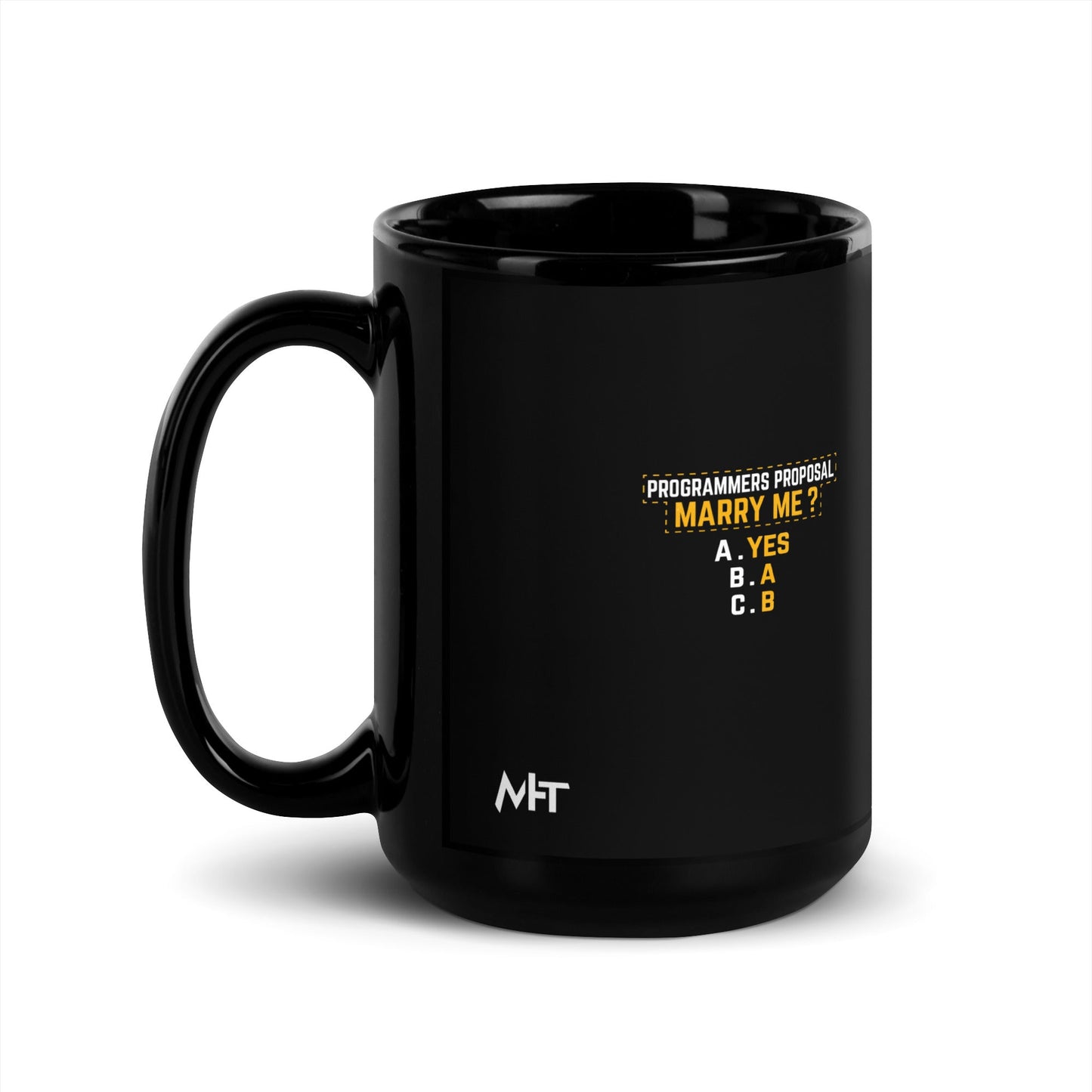 Programmers' Proposal - Black Glossy Mug by DarkByteGear
