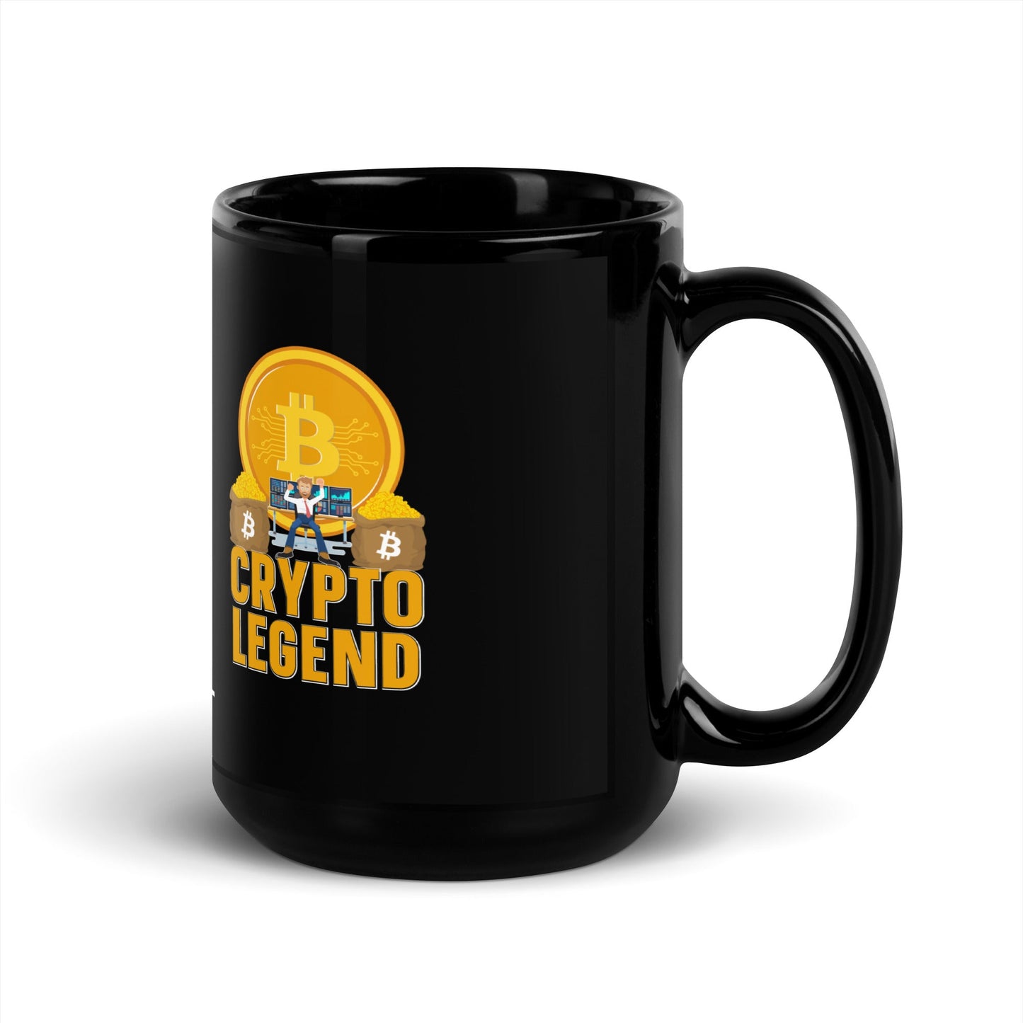 Bitcoin Legend - Black Glossy Mug by DarkByteGear