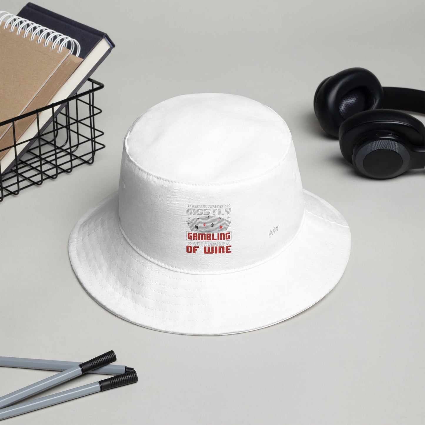 Weekend Forecast Mostly Gambling With a Chance of Wine - Bucket Hat by DarkByteGear