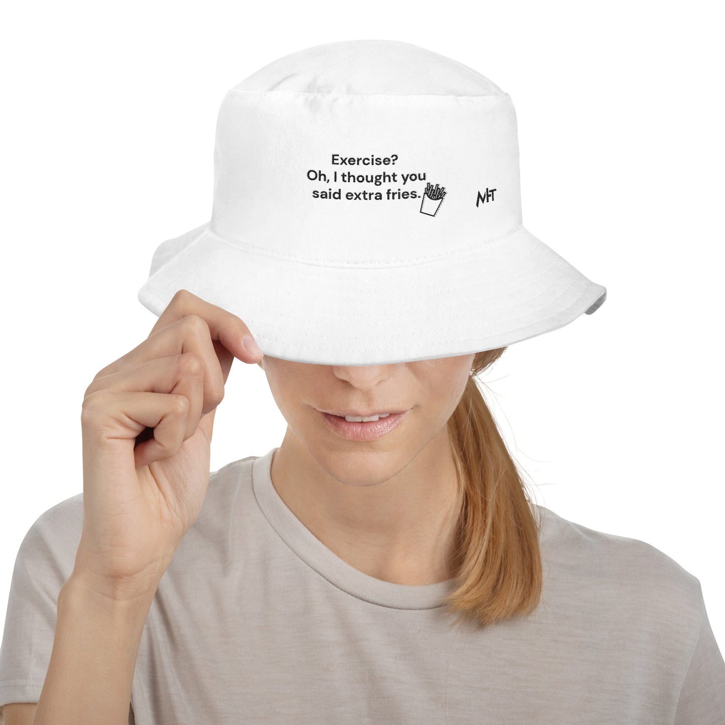 Exercise? Oh, I thought you said extra fries - Bucket Hat by DarkByteGear