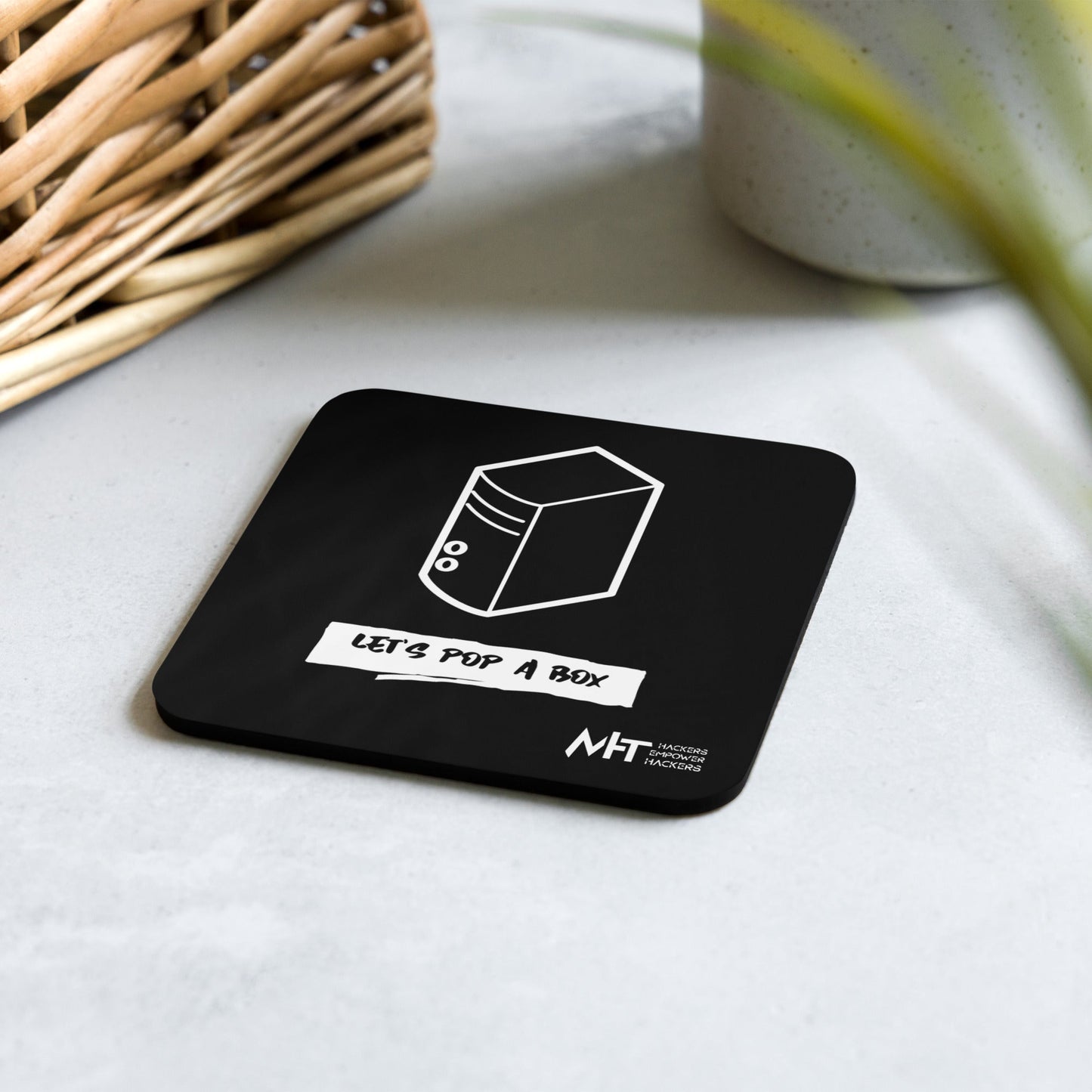 Let's pop a box - Cork-back coaster by DarkByteGear