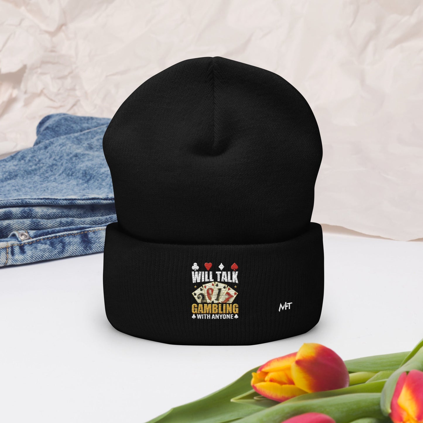 Will Talk about Gambling with everyone - Cuffed Beanie by DarkByteGear