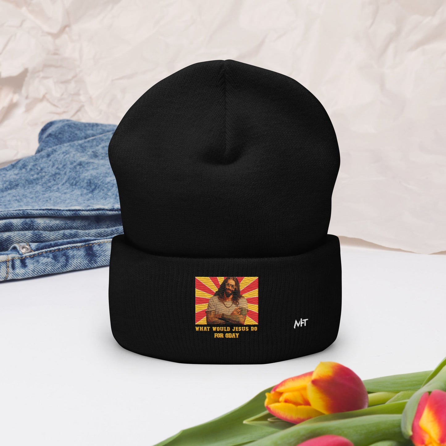 What would Jesus do for 0day v1 - Cuffed Beanie by DarkByteGear