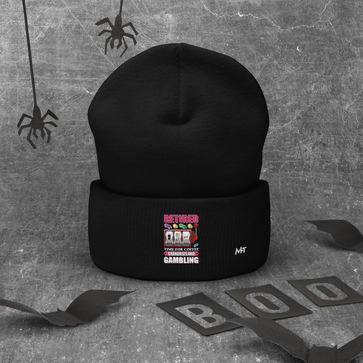 Retired: Time for Coffee, Grandkids and Gambling - Cuffed Beanie by DarkByteGear