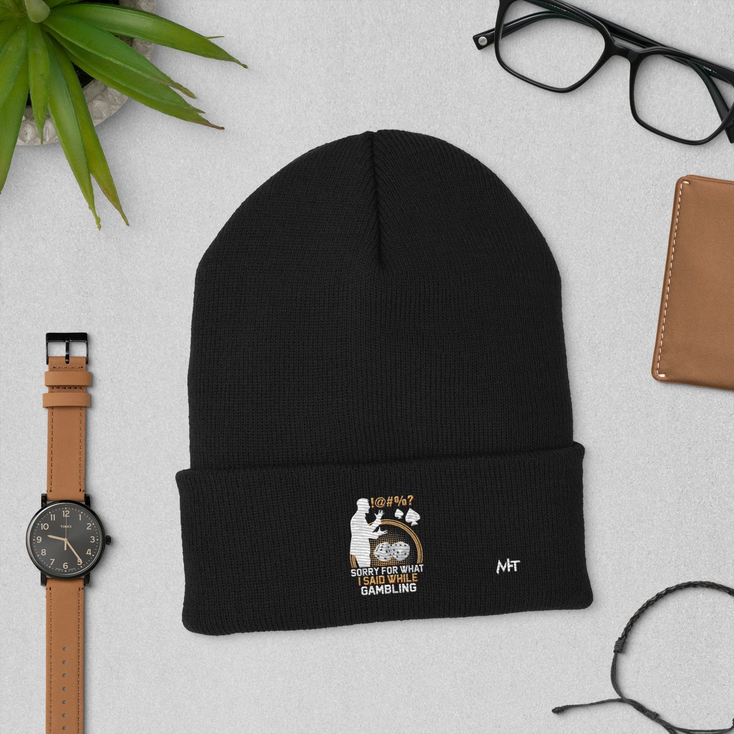 Sorry for what I Said while Gambling - Cuffed Beanie by DarkByteGear