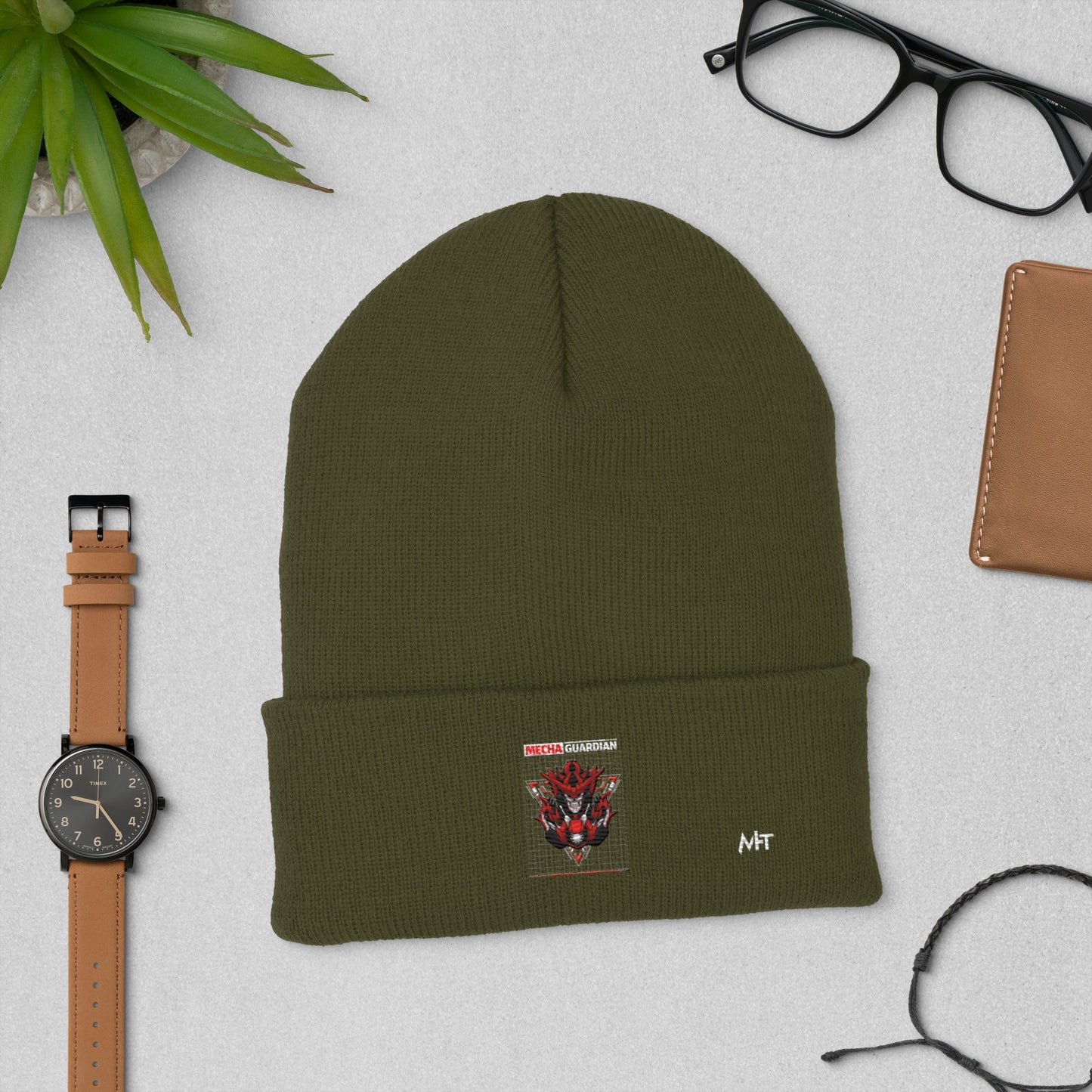 Red Mecha Guardian - Cuffed Beanie by DarkByteGear