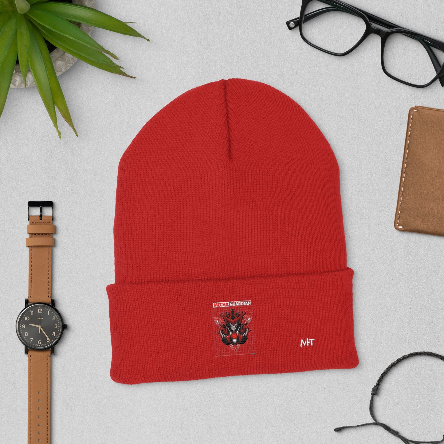 Red Mecha Guardian - Cuffed Beanie by DarkByteGear