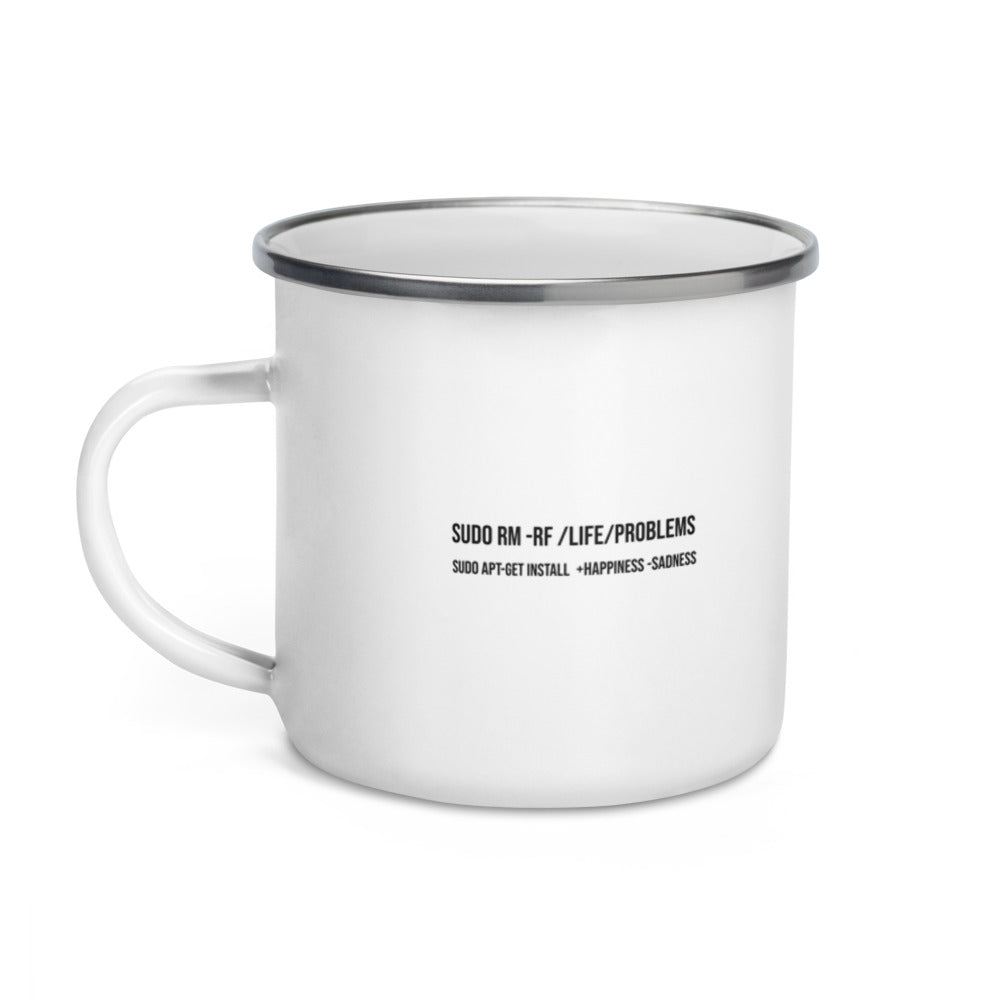 sudo rm -rf lifeproblems - Enamel Mug by DarkByteGear
