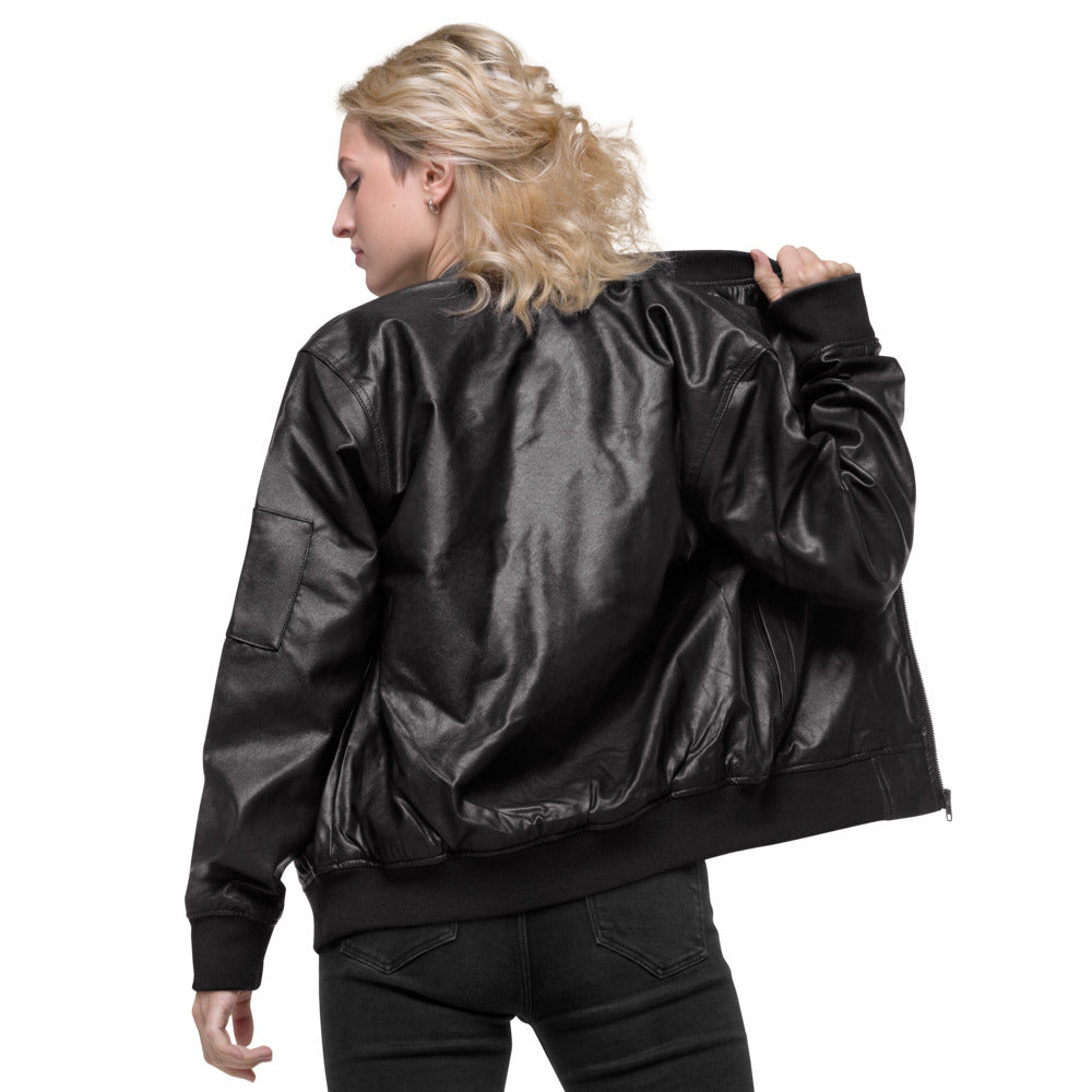 Cybersecurity Blue Team v4 - Leather Bomber Jacket by DarkByteGear