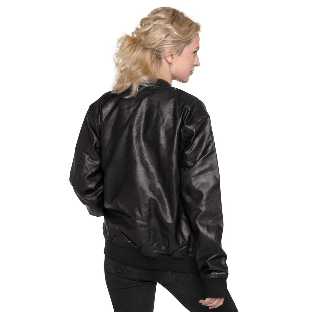 Cybersecurity Blue Team v4 - Leather Bomber Jacket by DarkByteGear