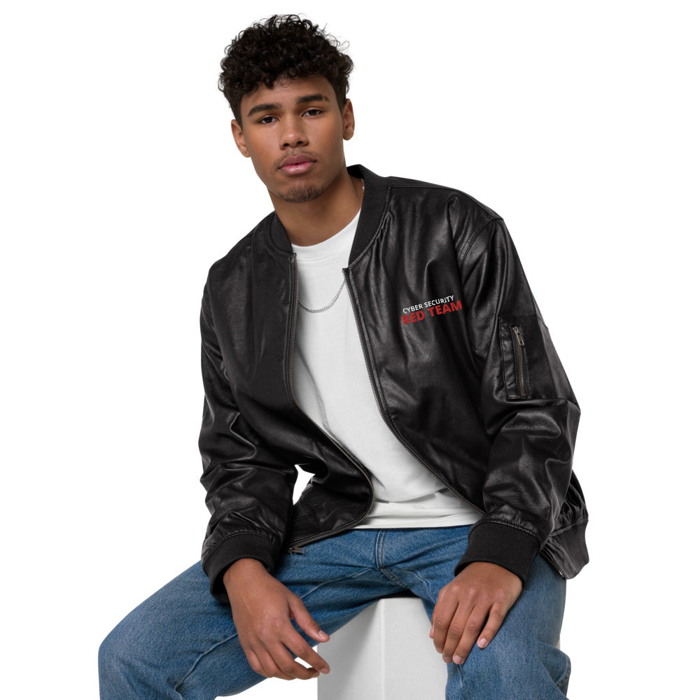 Cyber security Red Team - Leather Bomber Jacket by DarkByteGear