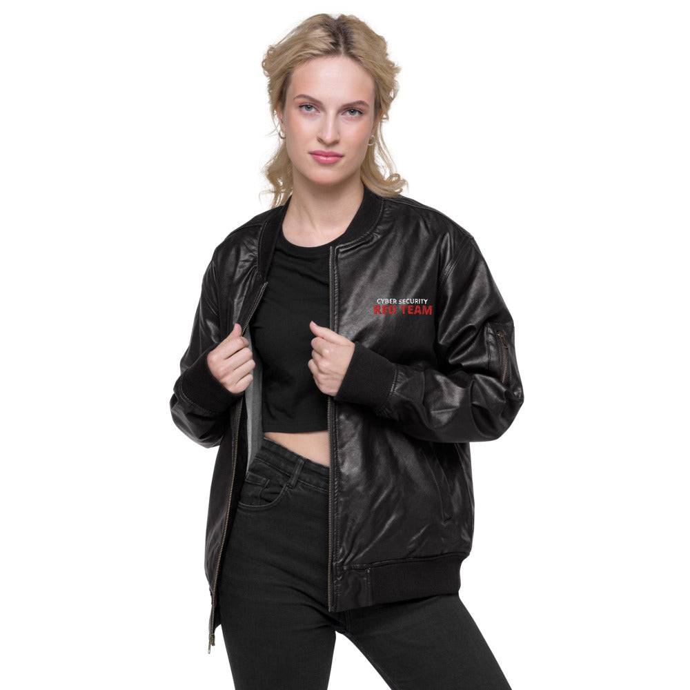 Cyber security Red Team - Leather Bomber Jacket by DarkByteGear