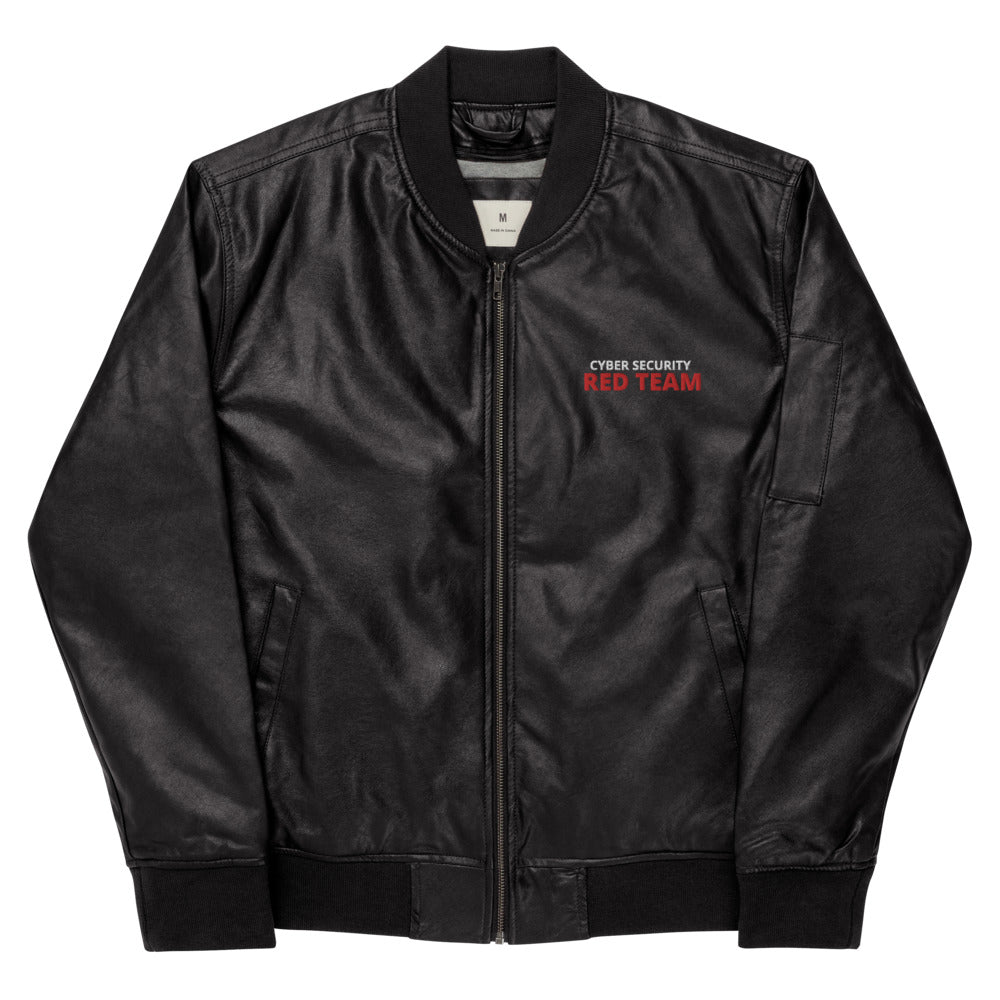 Cyber security Red Team - Leather Bomber Jacket by DarkByteGear