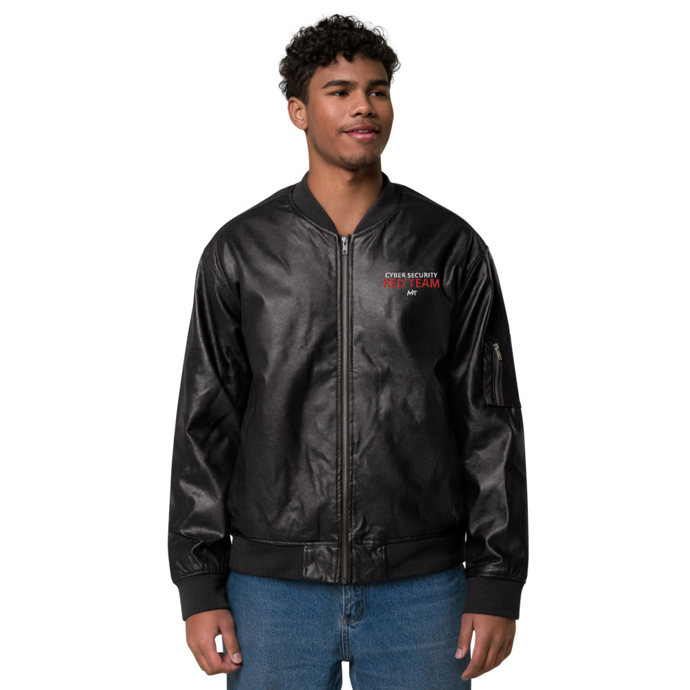 Cyber Security Red team - Leather Bomber Jacket by DarkByteGear
