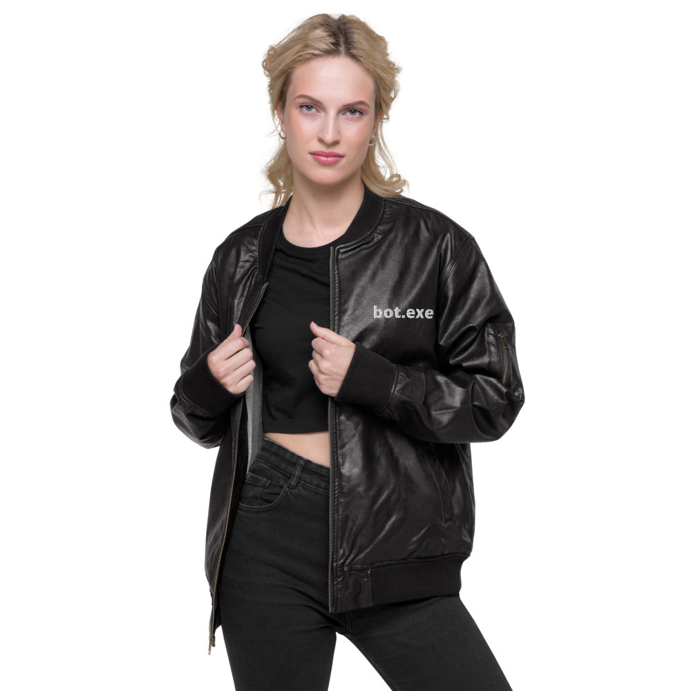 bot.exe - Leather Bomber Jacket by DarkByteGear