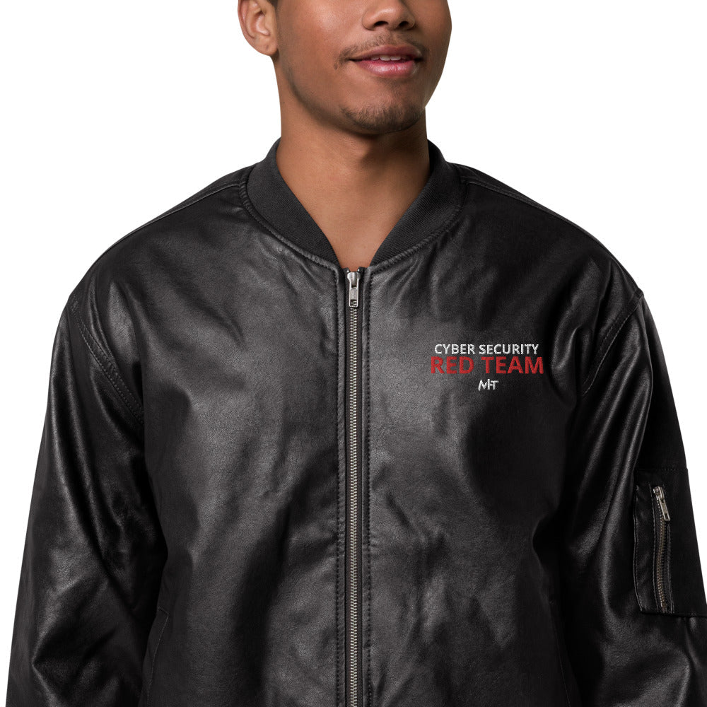 Cyber Security Red team - Leather Bomber Jacket by DarkByteGear