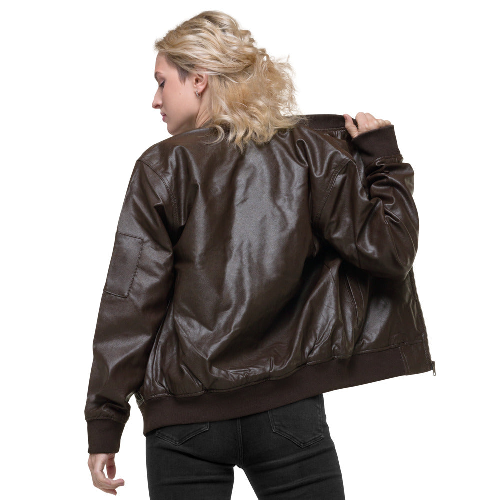 Cybersecurity Blue Team v4 - Leather Bomber Jacket by DarkByteGear