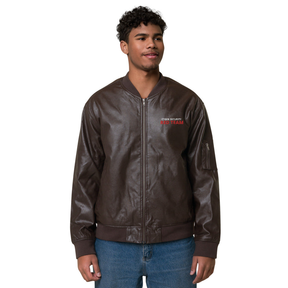 Cyber security Red Team - Leather Bomber Jacket by DarkByteGear
