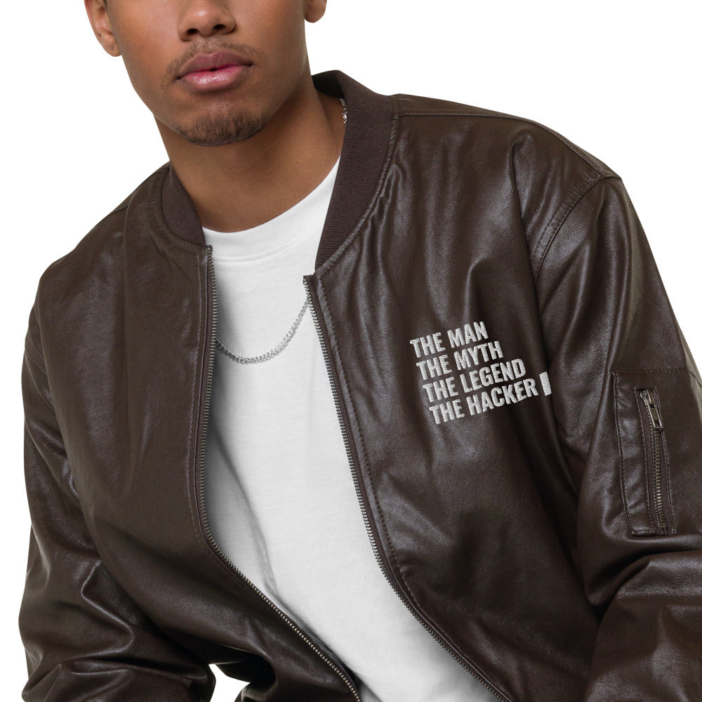 The Hacker - Leather Bomber Jacket by DarkByteGear