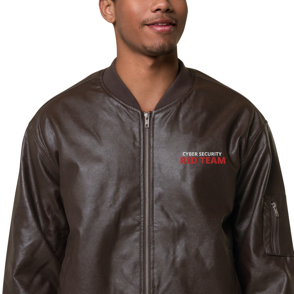 Cyber security Red Team - Leather Bomber Jacket by DarkByteGear