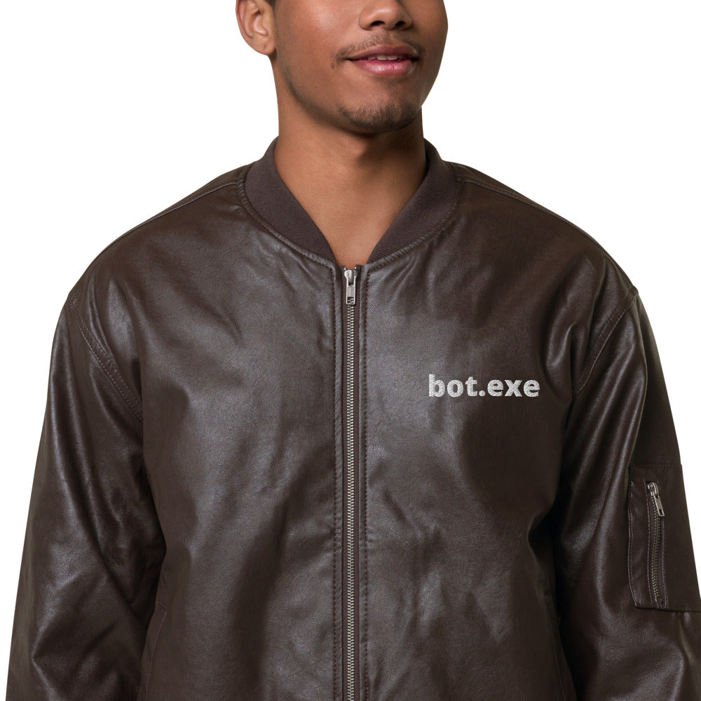 bot.exe - Leather Bomber Jacket by DarkByteGear