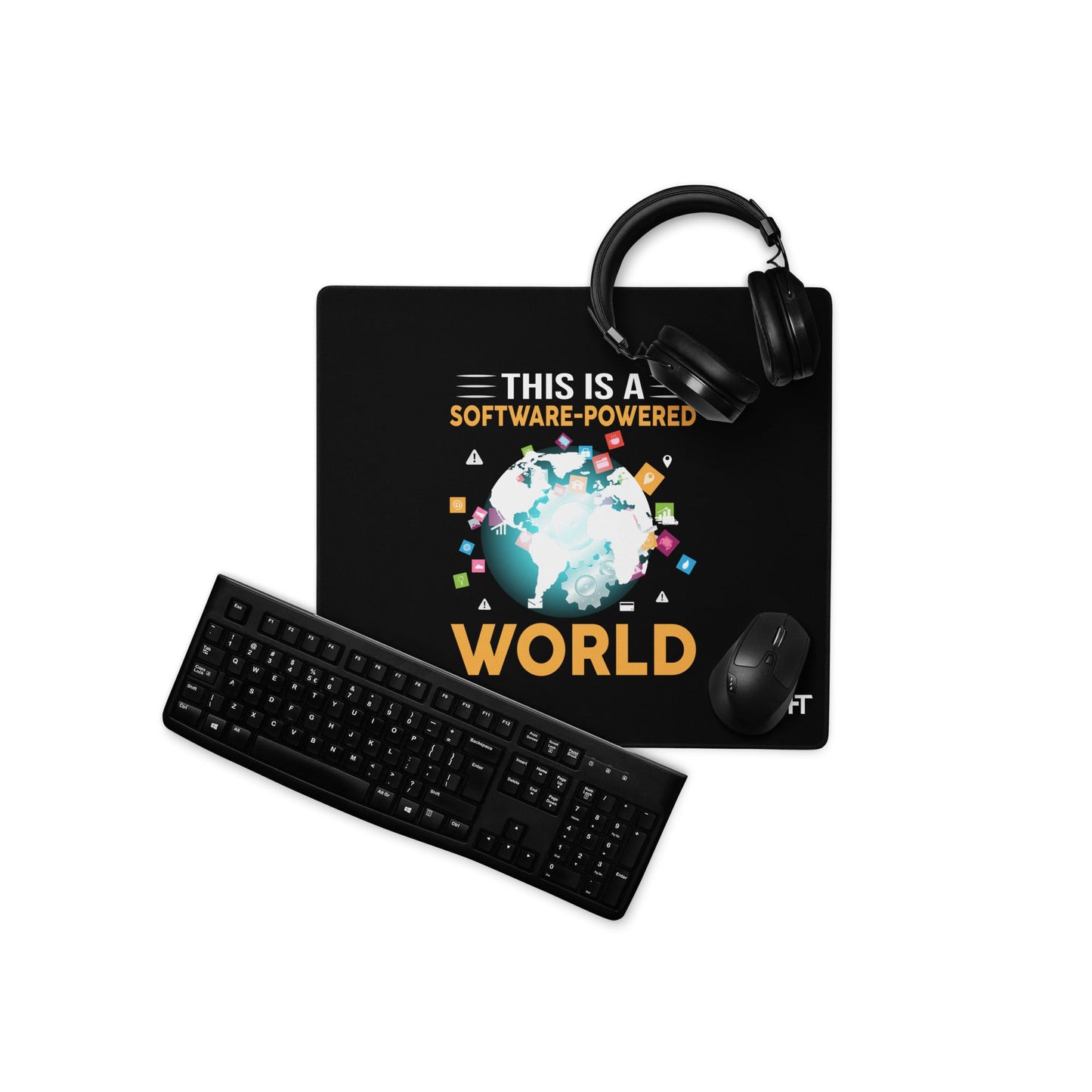 This is a Software Powered World Desk Mat by DarkByteGear