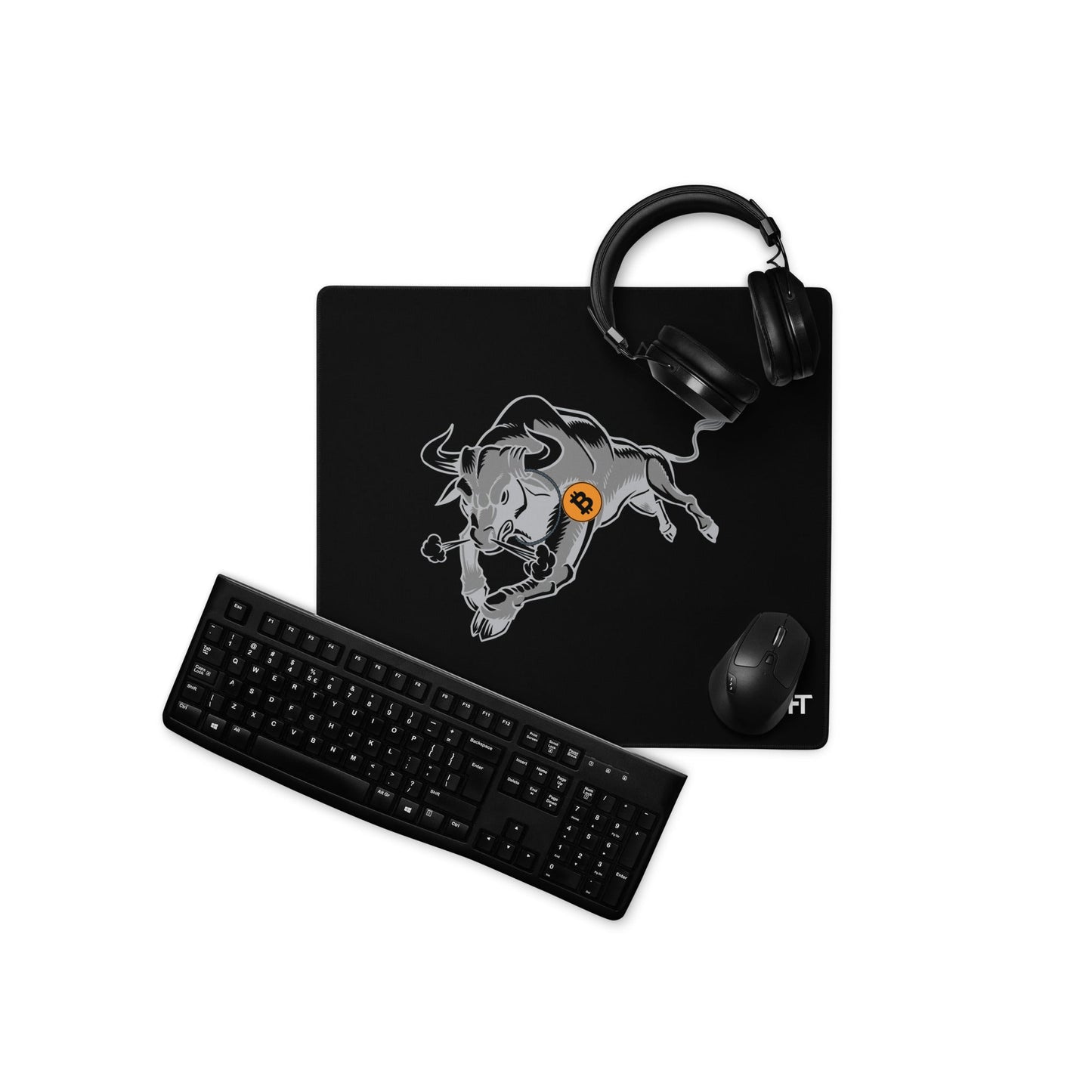 Strong Bitcoin Bull Desk Mat by DarkByteGear
