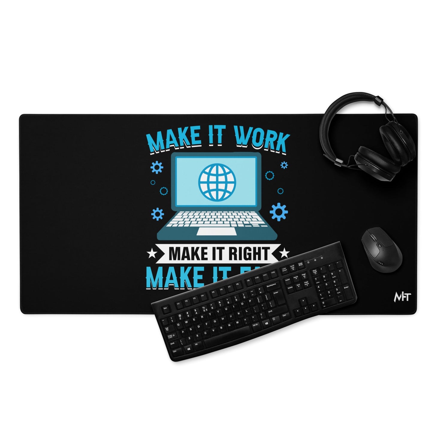 Make it work, make it right and make it fast Desk Mat by DarkByteGear
