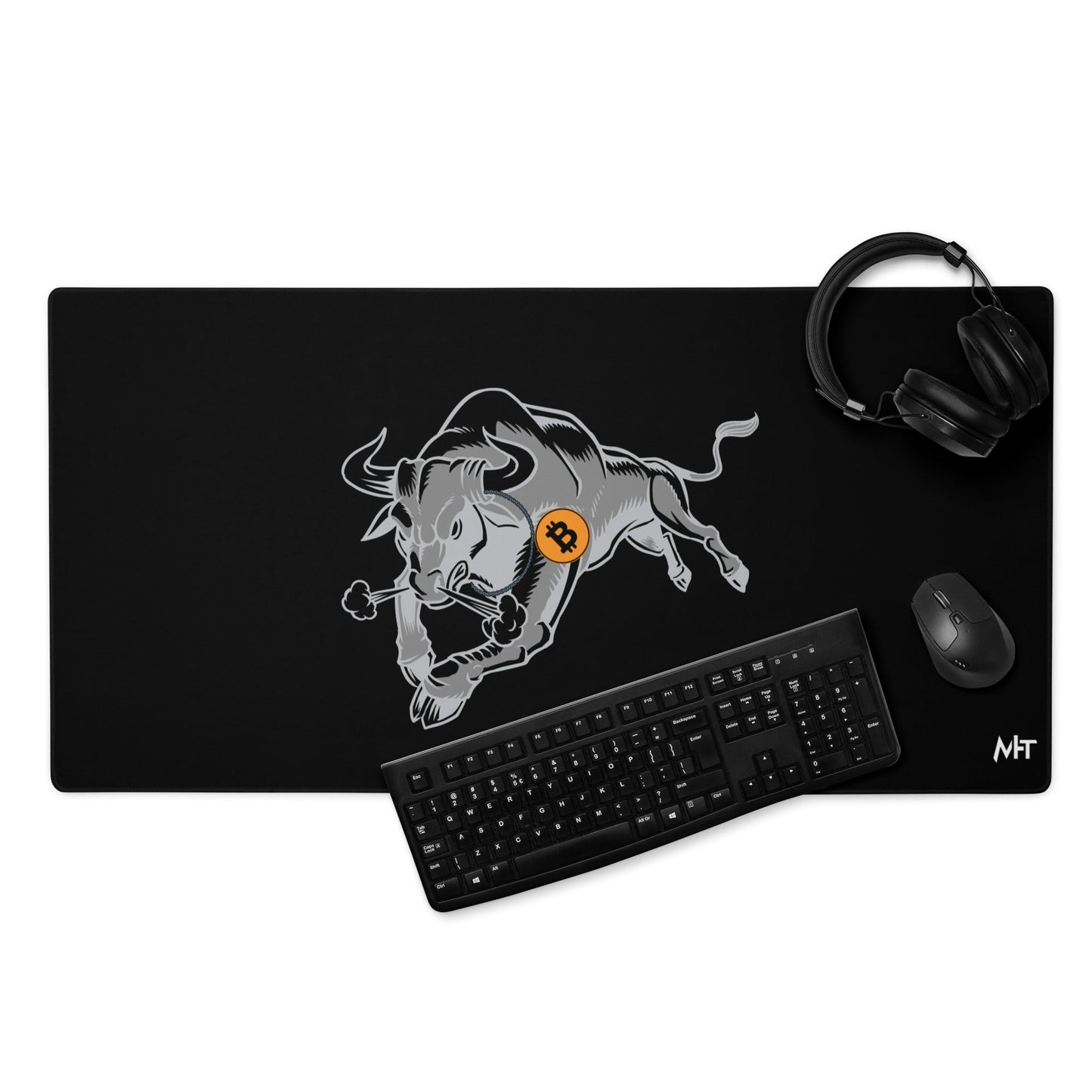 Strong Bitcoin Bull Desk Mat by DarkByteGear
