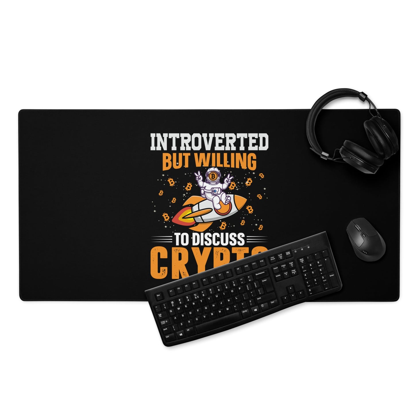 Introverted but Willing to Discuss Bitcoin Desk Mat by DarkByteGear