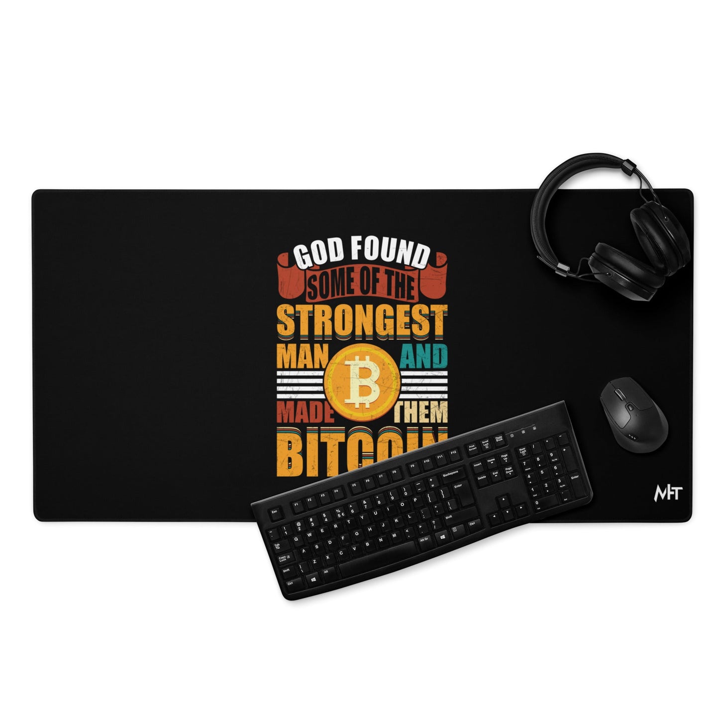 God Found Some of the Strongest Man and Made them Bitcoin - Desk Mat by DarkByteGear