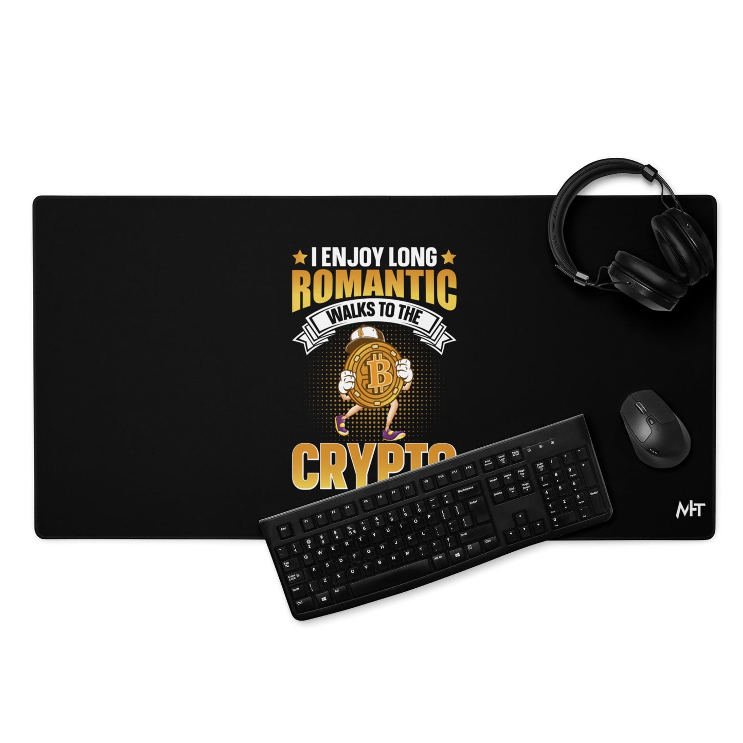 I enjoy long Romantic Walk with Crypto - Desk Mat by DarkByteGear
