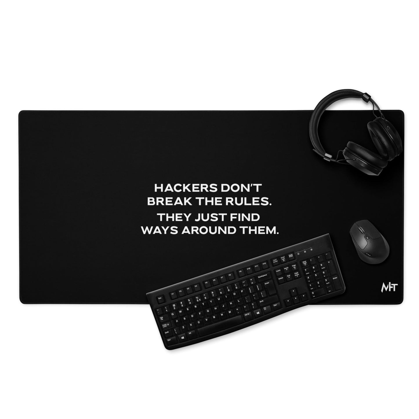Hackers don't break the rules, they just find ways around them V2 - Desk Mat by DarkByteGear