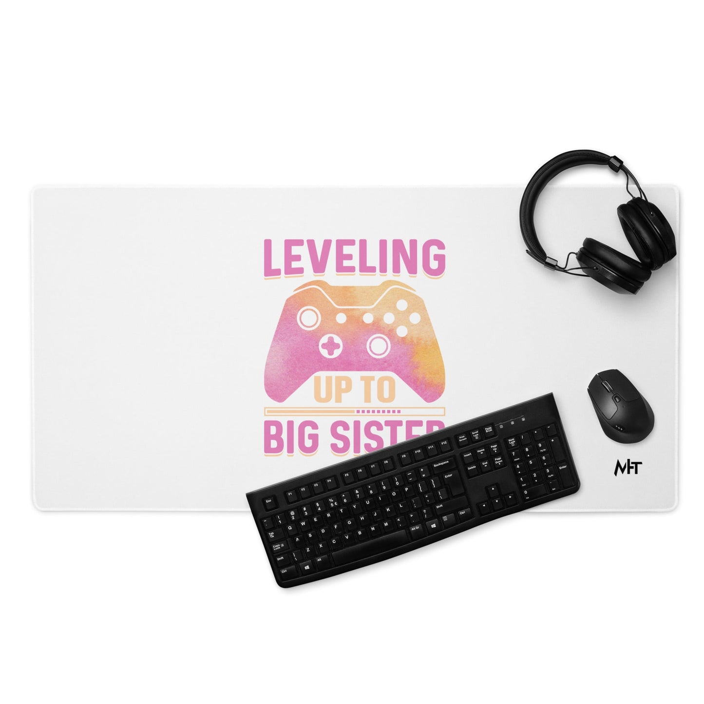 Levelling up to Big Sister for light color - Desk Mat by DarkByteGear