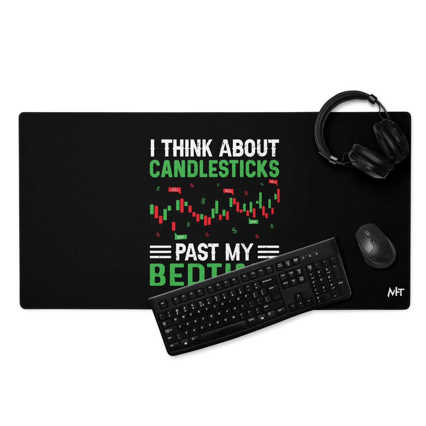 I think about Candle Sticks past my Bedtime - Desk Mat by DarkByteGear