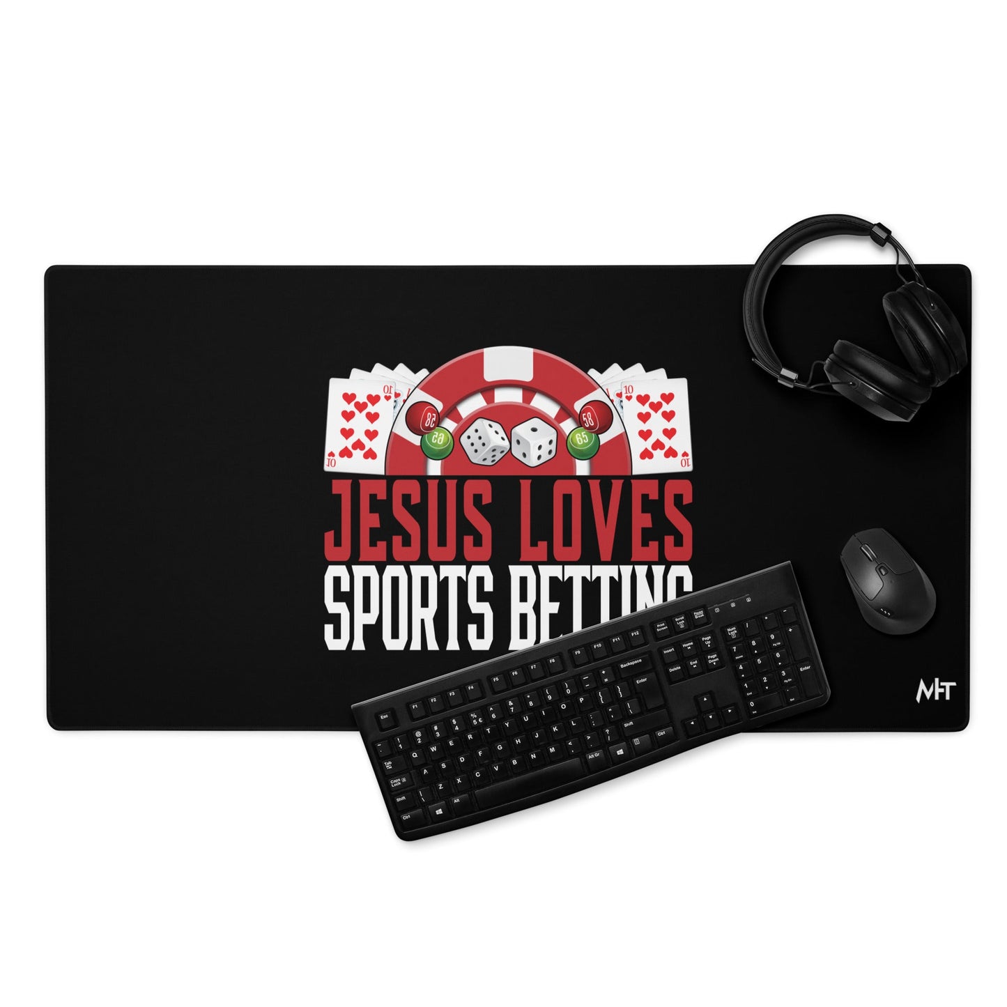 Jesus Loves Sports Betting - Desk Mat by DarkByteGear