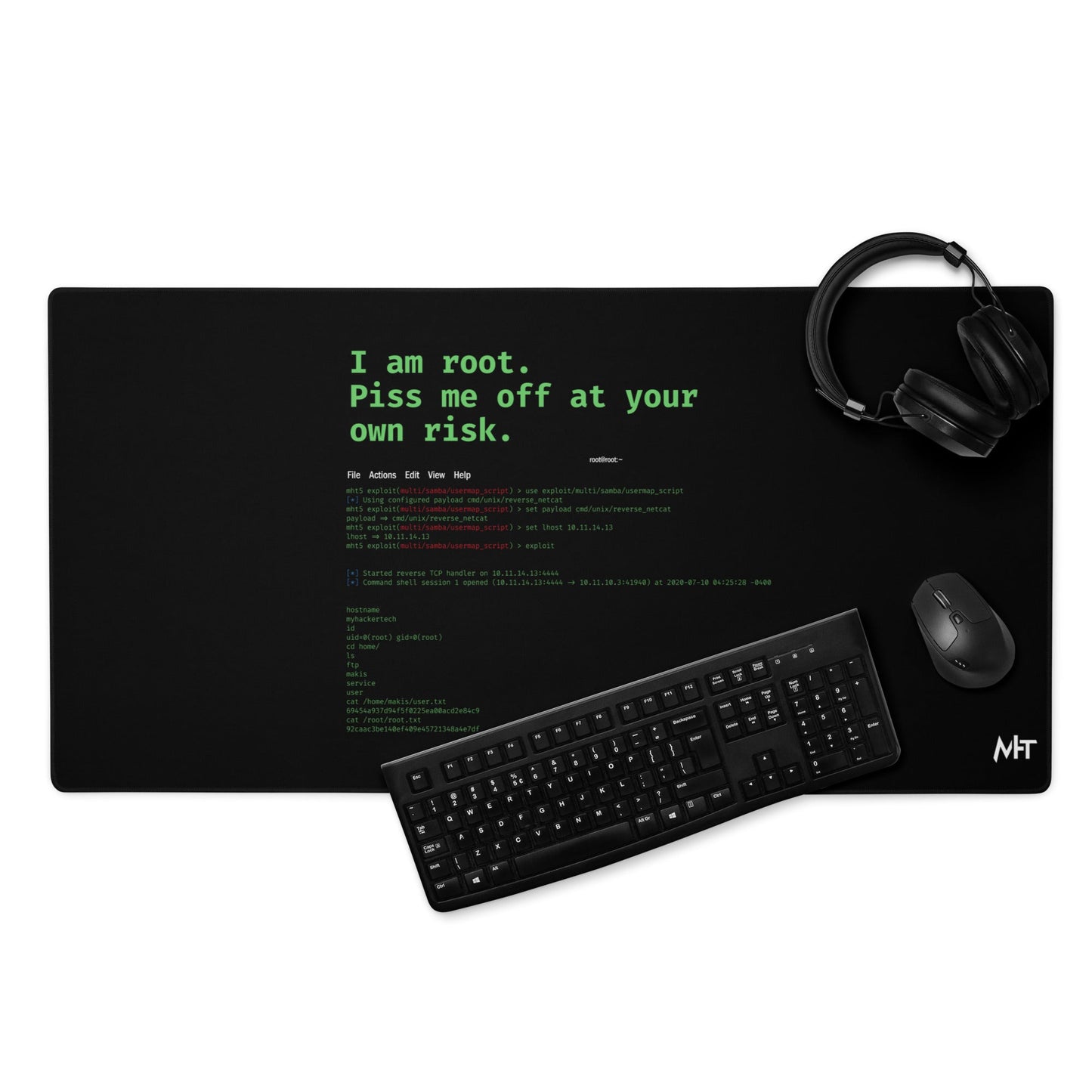 I am root, Piss me off at your own risk - Desk Mat by DarkByteGear