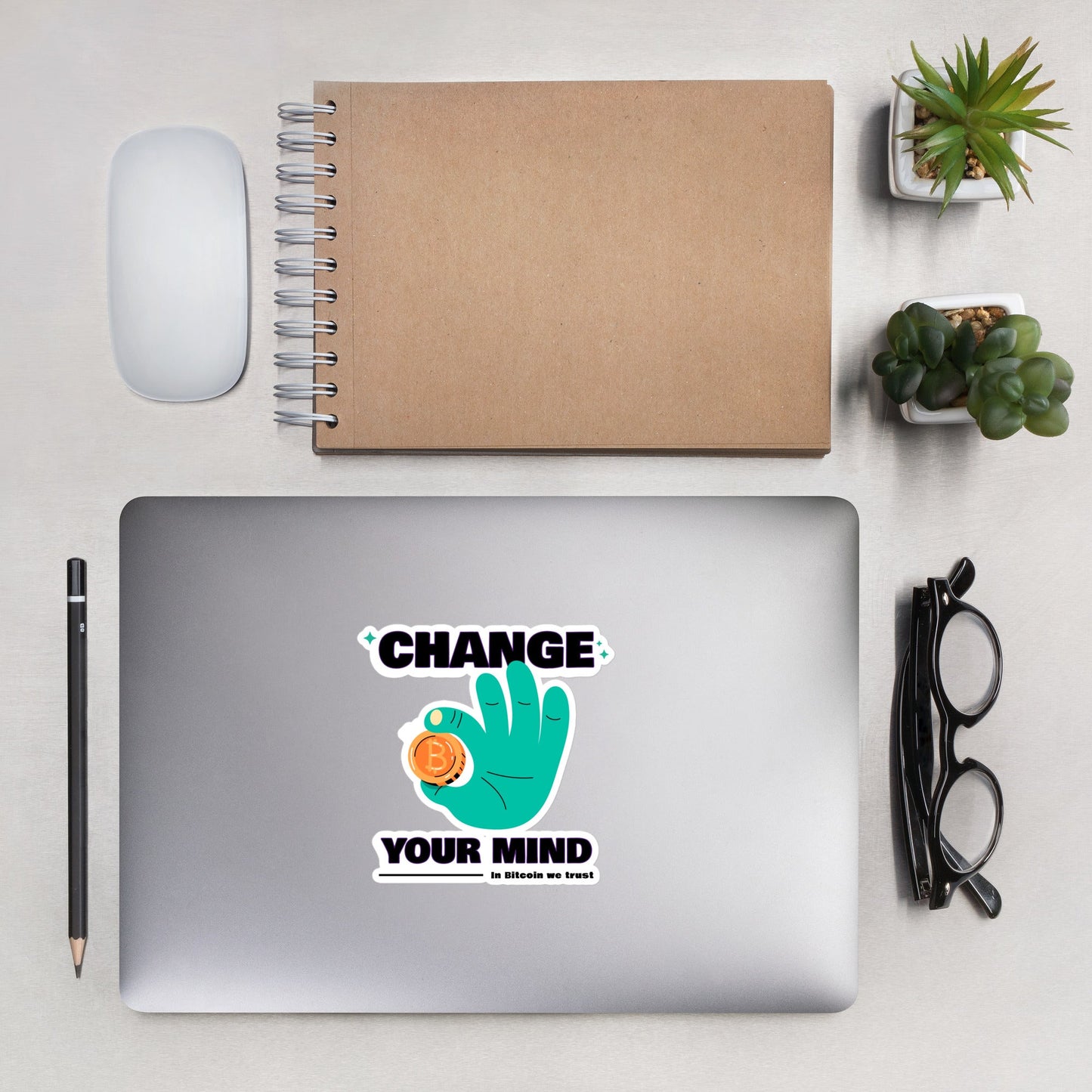 Change your mind in Bitcoin we Trust - Bubble-free stickers by DarkByteGear