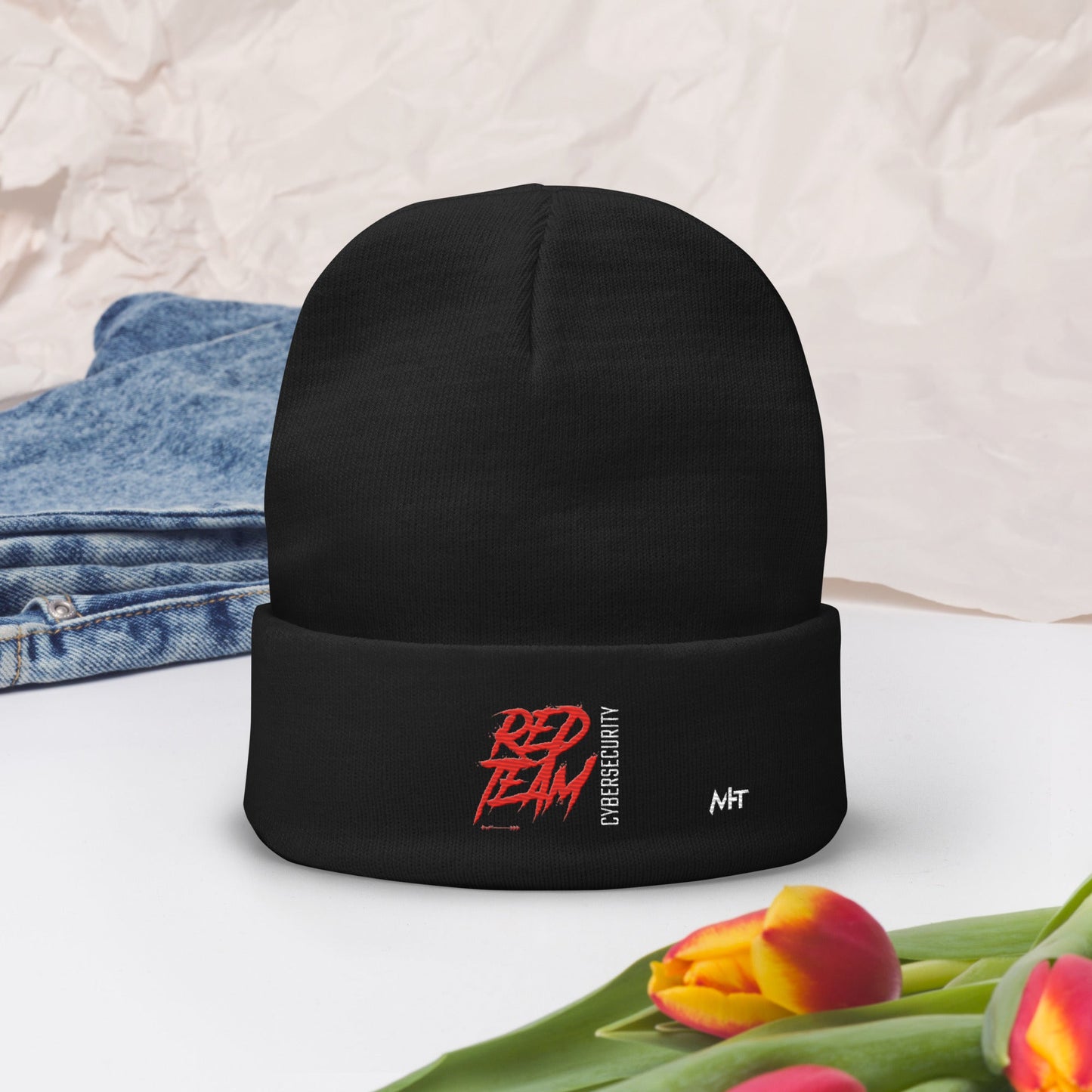 Cyber Security Red Team V6 - Embroidered Beanie by DarkByteGear