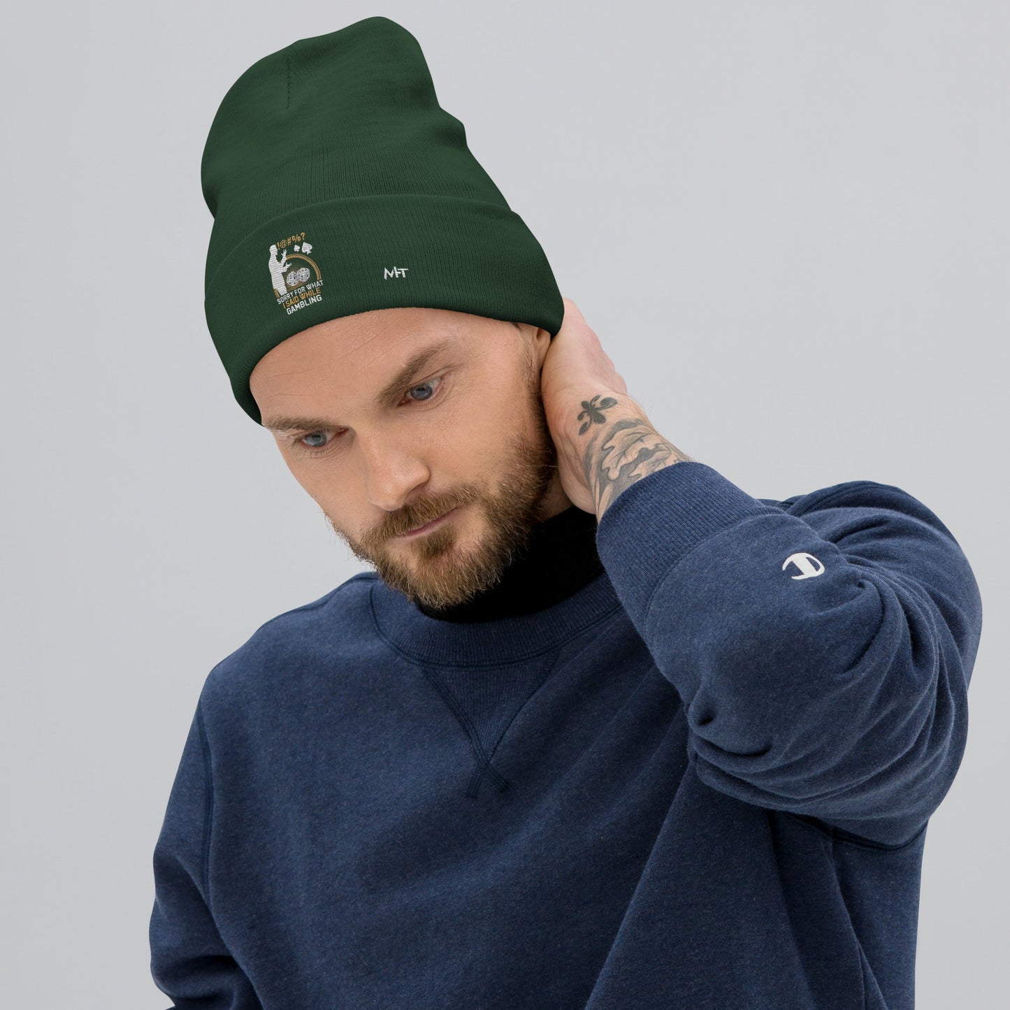 Sorry for what I Said while Gambling - Embroidered Beanie by DarkByteGear