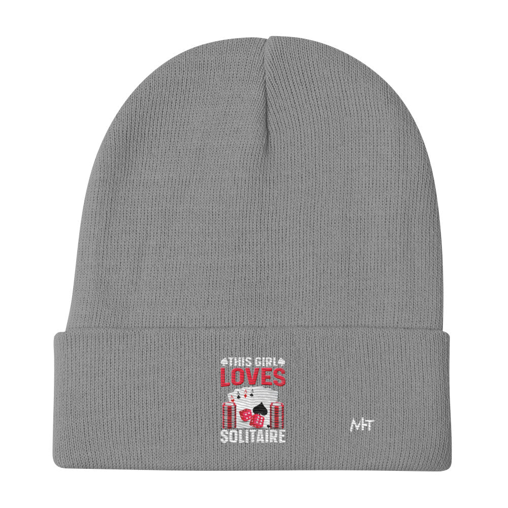 This Girl Loves Solitaire - Embroidered Beanie by DarkByteGear