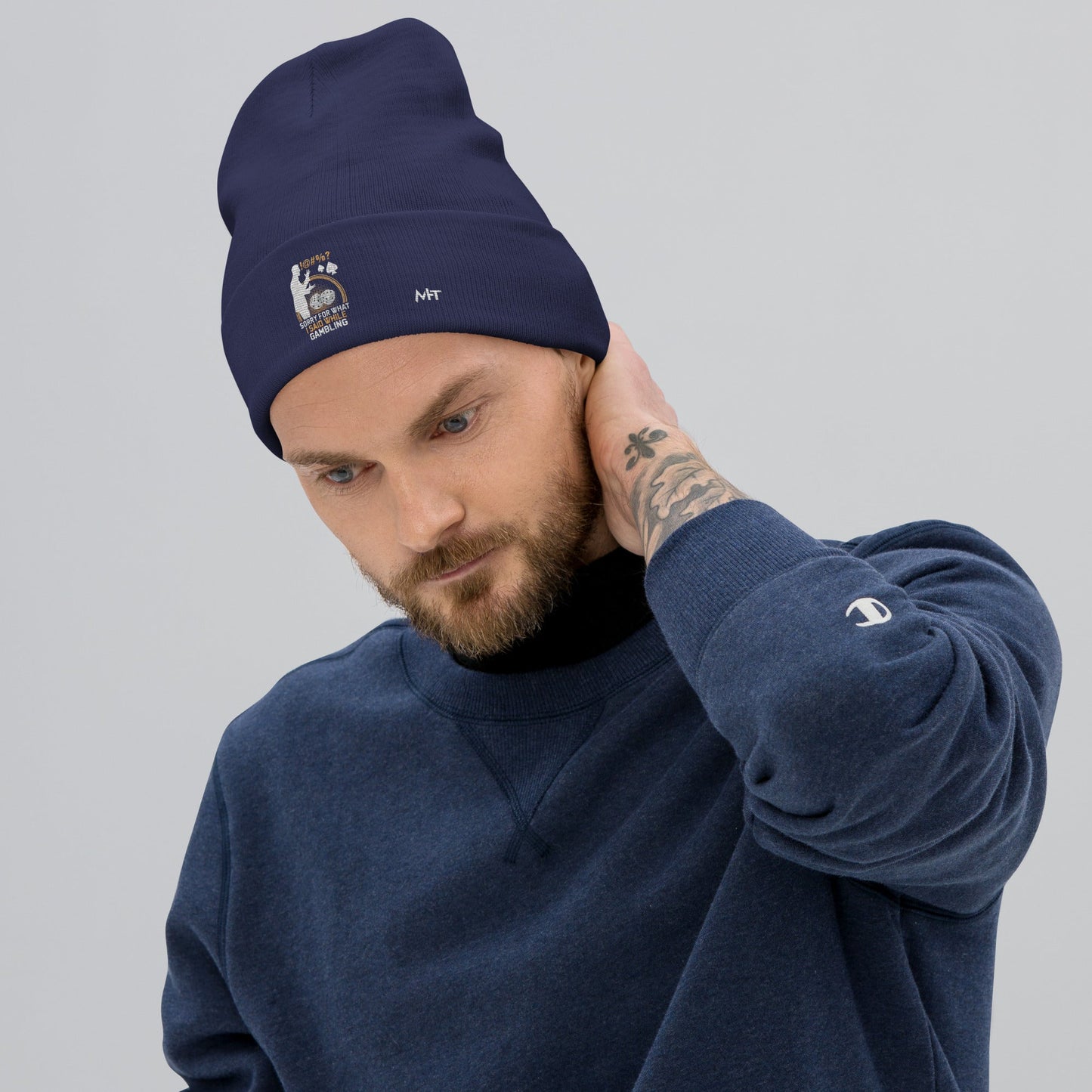 Sorry for what I Said while Gambling - Embroidered Beanie by DarkByteGear