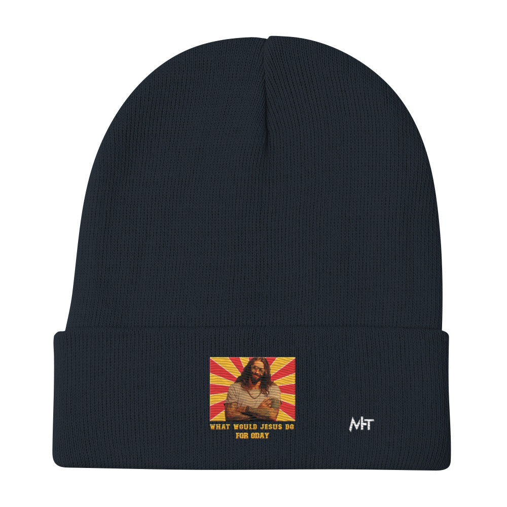What would Jesus do for 0day v1 - Embroidered Beanie by DarkByteGear